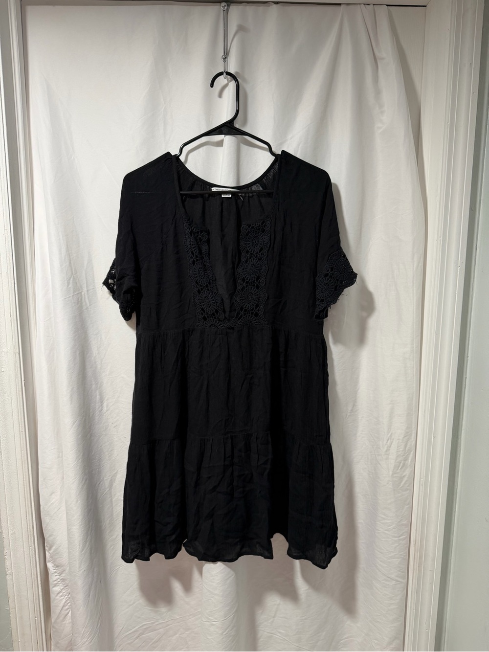 O'Neill Black Crochet V-Neck Tunic